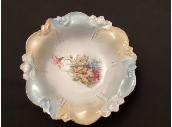 Antique Floral Decorated Bowl With Gilt Decoration