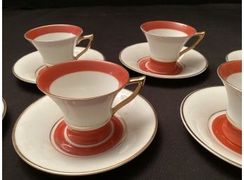 Vintage Hackefors Swedish Porcelain Demitasse Espresso Cup & Saucer 6 Sets