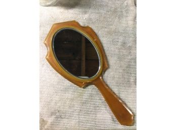 Antique Butterscotch Bakelite Hand Mirror