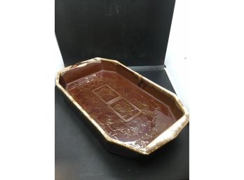 Vintage Brown Drip Oven Proof Pottery Casserole Dish