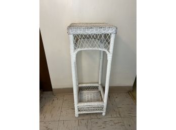 White Wicker Plant Stand - Taller