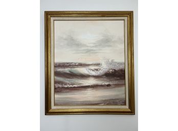 Acrylic On Canvas Seascape Signed Dictman