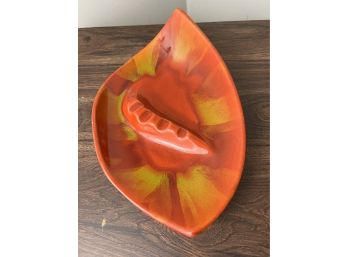 Burnt Orange MCM Glazed Ceramic Ashtray