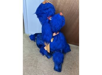 Large Blue Stuffed Poodle - Vintage Fair Prize