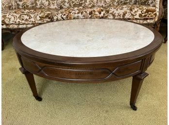 Round Faux Marble Coffee Table