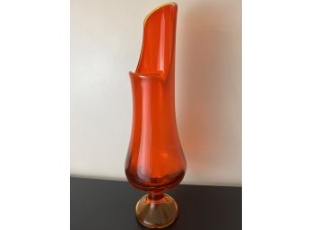 L.E. Smith Simplicity Swung Glass Vase In Flame