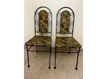 Vintage Antarenni Industries Wrought Iron & Vinyl Patio Chairs