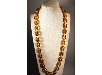 26' Genuine Amber Beaded Necklace Dual Colored