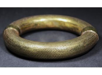 Very Fine Vintage Ethnographic Solid Brass (yet Hollow) Large Bangle Bracelet