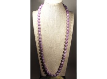 Beautiful Strand Of Genuine Amethyst Stone Beaded Necklace Vintage 26' Long