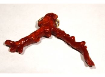 Large Piece Of Desirable Dark Red Coral Branch Made Into Pendant