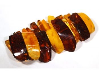 Large Genuine Amber Elastic Bracelet Dual Colored (elastic Has Lost Its Elasticity)