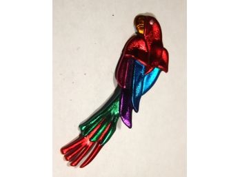 Vintage Artisan Amazing Colorful Parrot 1990s Brooch