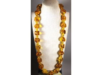 Fine Vintage Genuine Amber Beaded Necklace 28' Long