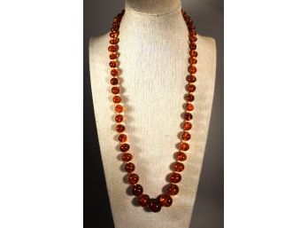 Vintage Genuine Amber Beaded Necklace 22' Long