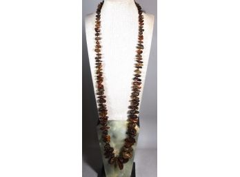 36' Long Large Chunky Naturalistic Beaded Necklace Genuine Amber