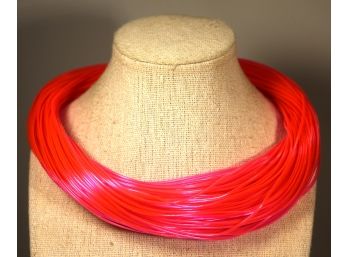 Wild Neon Pink Black Plastic Choker Necklace