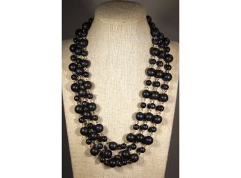 Interesting Satin Finished Glass Beaded Single Strand Necklace 60'