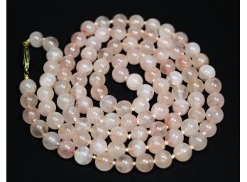 Vintage Rose Quartz Chinese Beaded Necklace (one Bead Cracked) 36' Long.