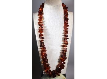 Large Dark Genuine Amber Chunky Necklace 26' Long