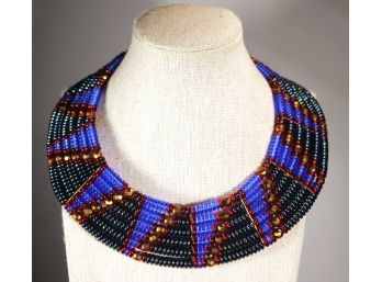 Vintage 1980s Finely Artistan Beaded Torque Choker Necklace Collar