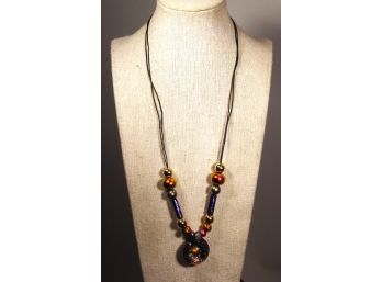 Vintage Studio Art Glass Necklace W Pendant By Keith Kreitter