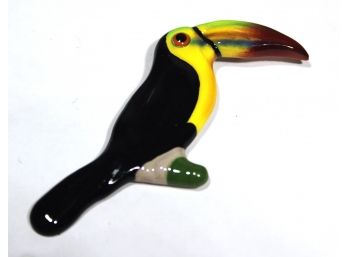 1979 Glazed Potterty Paradise Dreams Brooch Toucan Bird