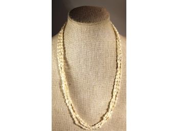 Sterling Silver And Genuine Pearl Triple Strand Necklace 18'