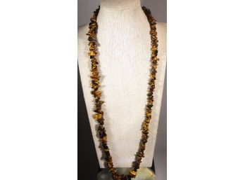 28' Fine Genuine Tiger's Eye Chunky Beaded Stone Necklace