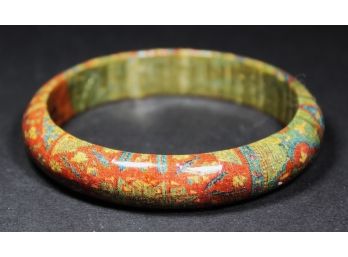 Signed Rybicka Bangle Bracelet Having Oriental Carpet Design