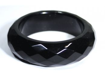 Vintage Black Faceted Bakelite Plastic Bangle Bracelet