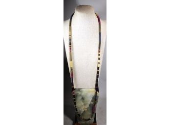 Elongated Thin Shell Necklace 1980s Multi Colored 36' Long