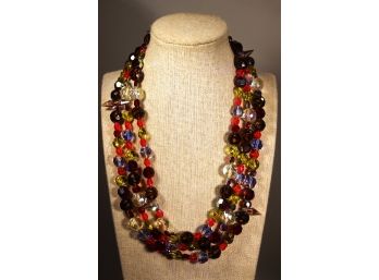 Amazing Multi Colored Crystal Glass Beaded Single Strand Necklace 60' Long!