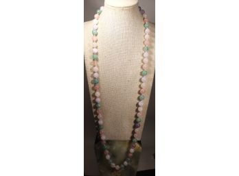 Very Fine Aventurine Hard Stone Beaded Necklace 32' Long