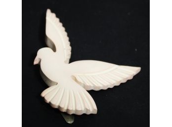 Vintage Pink Carved Plastic Dove Dress Clip By Keim Ltd. London