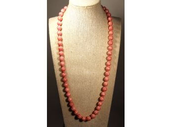 Fine Pink Tourmaline Knotted Beaded Necklace 14K Gold Filigree Clasp