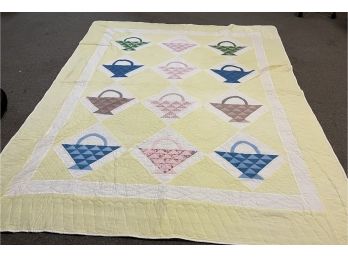 Contemporary Yellow 'basket' Quilt