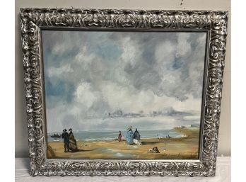 Framed Oil On Canvas Seaside Signed Lower Right