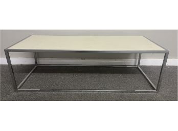 Contemporary Chrome Coffee Table With Composite Top
