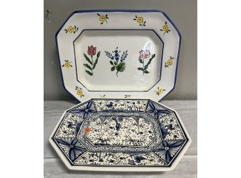 Two Continental Hand Painted Platters