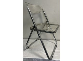 Single Lucite And Chrome Folding Chair