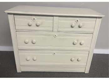 Antique Two Over Two Chest Of Drawers In White Paint