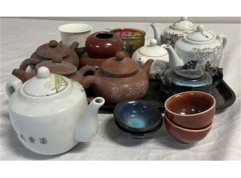 Chinese Porcelains, Teapots, Small Bowls, And Sake Cups