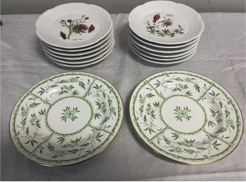 Two Tiffany Sandwich Plates, Twelve Porcelain Plates