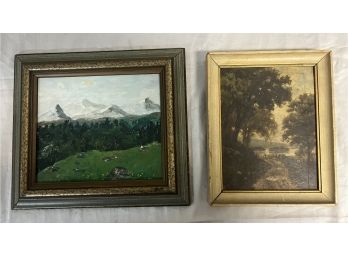 Two Small Paintings On Artist Board