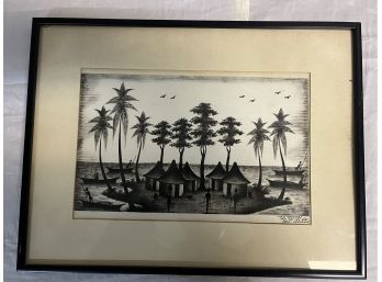 Framed Black And White Tanzanian Print