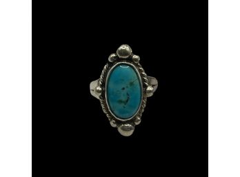 Vintage Sterling Silver Native American Style Turquoise Ring, Size 6