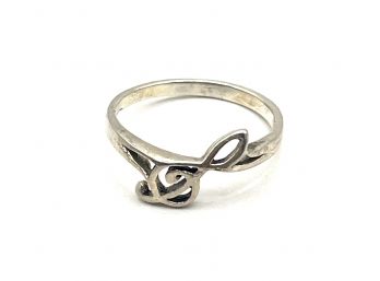 Vintage Sterling Silver Music Symbol Treble Clef Ring, Size 4.75