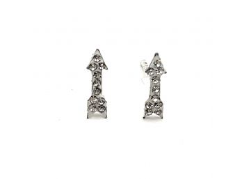 Vintage Sterling Silver Clear Stone Arrow Earrings