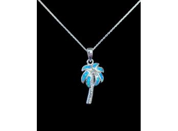 Vintage Sterling Silver Palm Tree Necklace